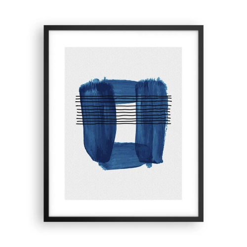 Poster in einem schwarzem Rahmen - Blaue und schwarze Komposition - 40x50 cm