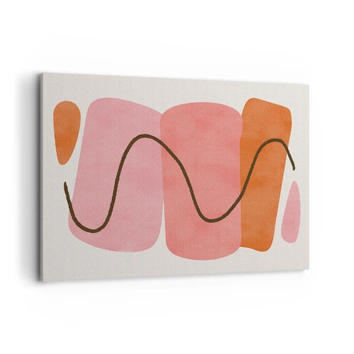 Bild auf Leinwand - Leinwandbild - Abstrakte Formen in Rosa- und Orangetönen - 100x70cm - Sanfte Bewegung der Formen - Moderne Wanddekoration für Wohnzimmer und Schlafzimmer ARTTOR