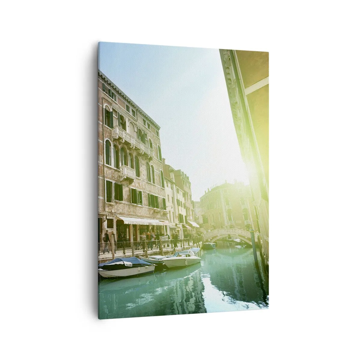 Bild auf Leinwand - Leinwandbild - Venedig-Brücke und Kanal mit historischer Architektur - 70x100cm - Venedig - Amore Mio - Moderne Wanddekoration für Wohnzimmer und Schlafzimmer ARTTOR