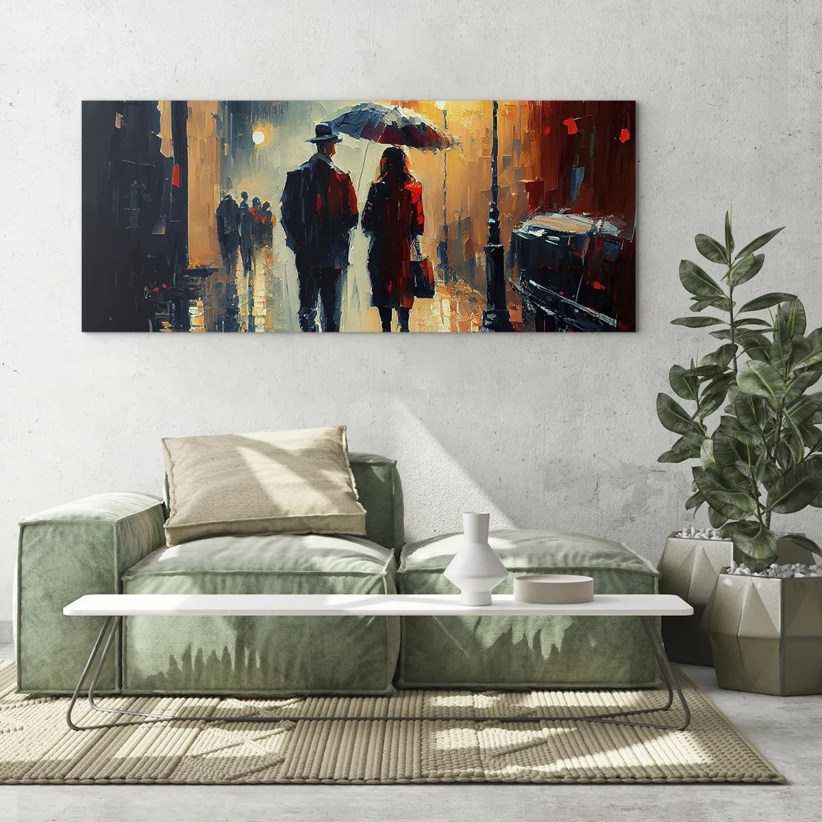 Glasbild - Bild auf glas - Urbane Liebesgeschichte - 90x30 cm