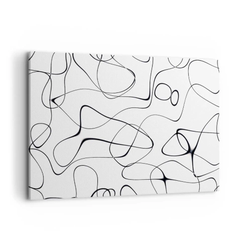 Bild auf Leinwand - Leinwandbild - Abstrakte schwarze Linien auf weißem Hintergrund im minimalistischen Stil - 100x70cm - Lebenswege, Wechselfälle - Moderne Wanddekoration für Wohnzimmer und Schlafzimmer ARTTOR