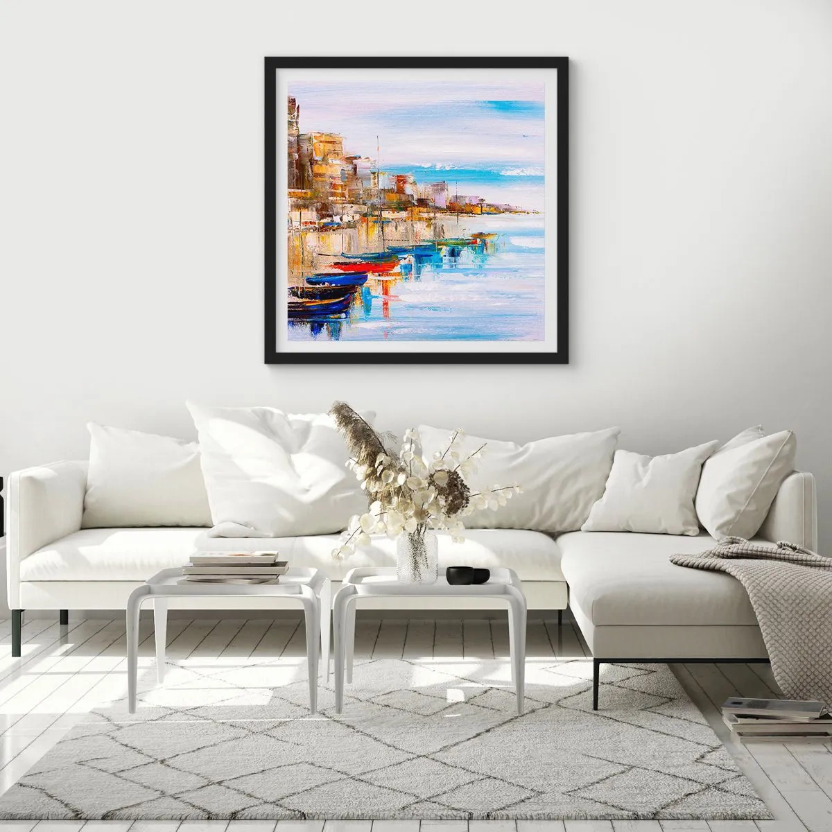 Poster in einem schwarzem Rahmen - Bunte urbane Oase - 30x30 cm