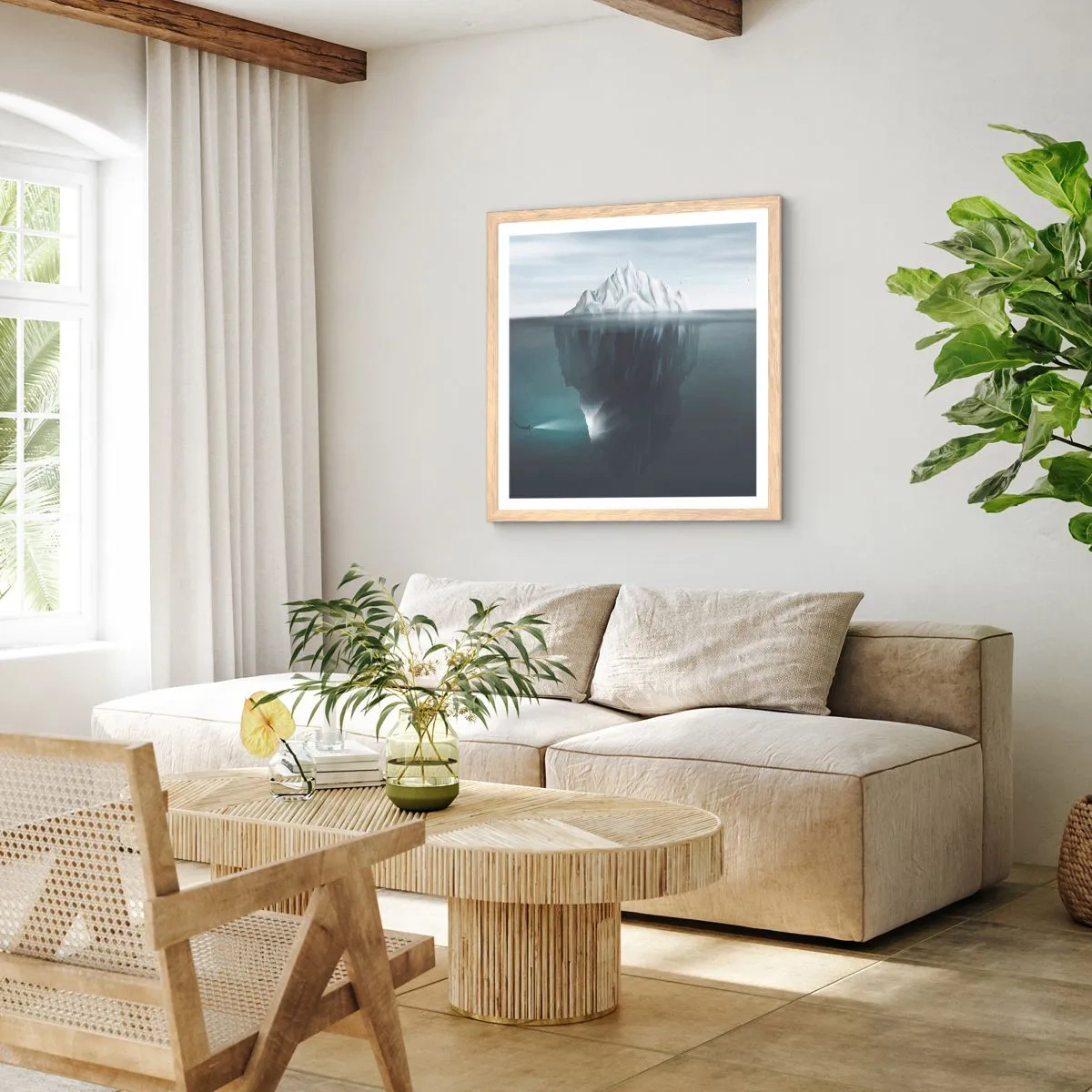 Poster in einem Rahmen aus heller Eiche - Unterwassergeheimnis - 30x30 cm