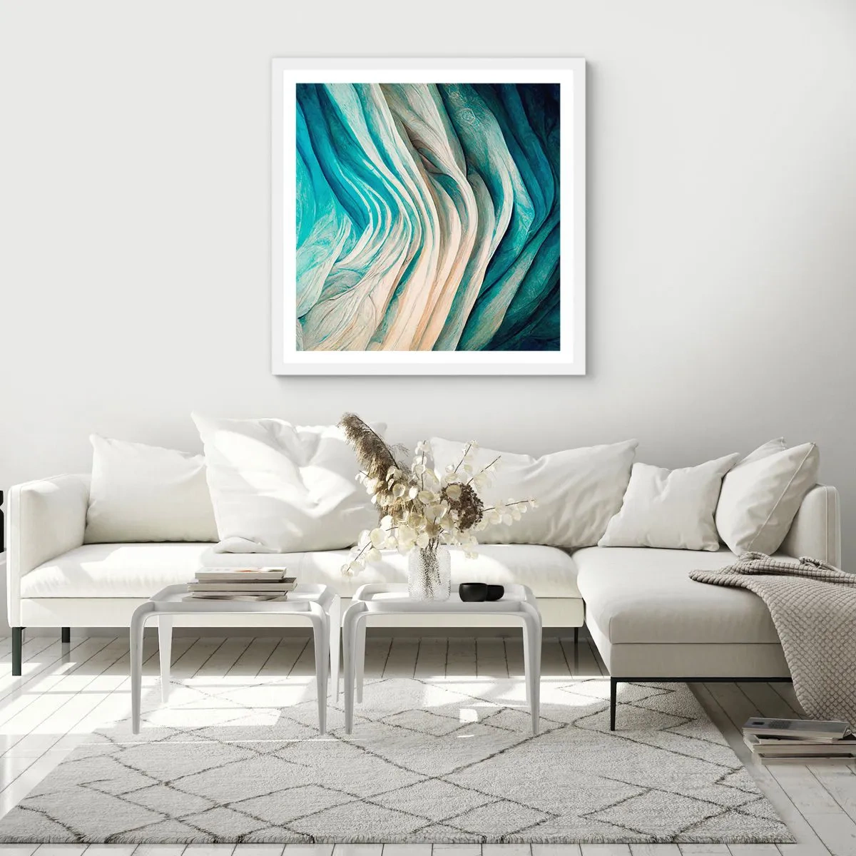 Poster in einem weißen Rahmen - Blaue Unersättlichkeit - 50x50 cm