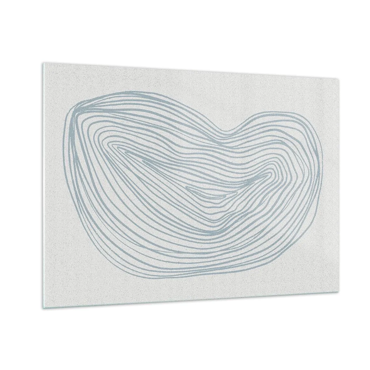 Glasbild - Bild auf glas - Zarte blaue Linien erzeugen eine organische, fließende Form - 100x70cm - Das Lächeln der Wassertropfen - Moderne Wanddekoration für Wohnzimmer und Schlafzimmer ARTTOR