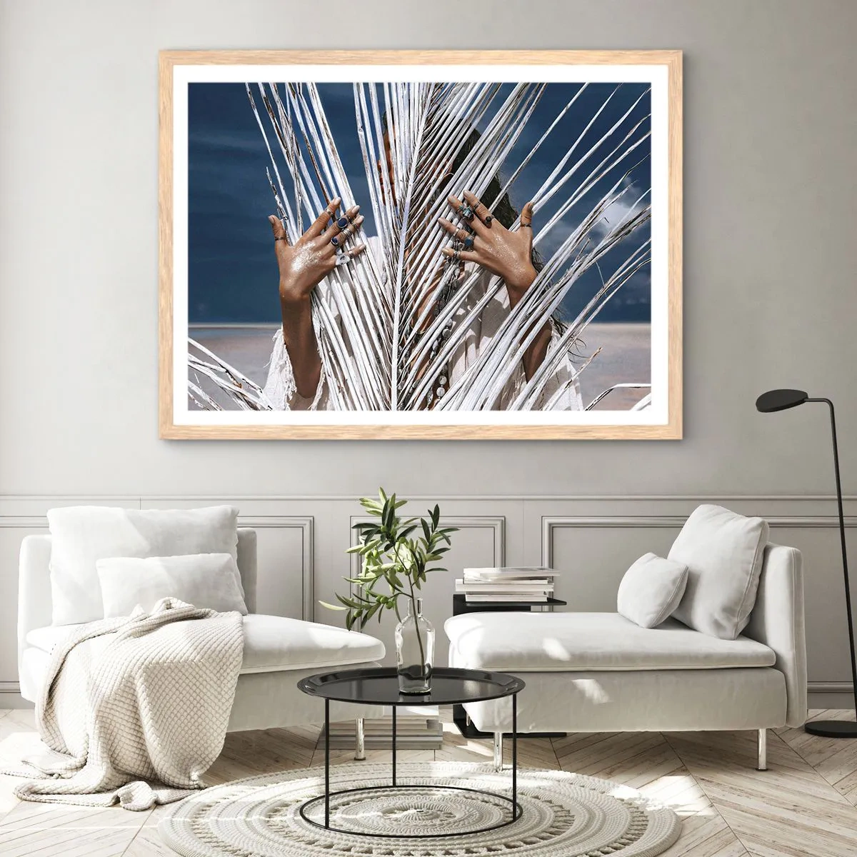 Poster in einem Rahmen aus heller Eiche - Das Mädchen des Schamanen? - 50x40 cm