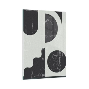 Glasbild - Bild auf glas - Geometrische Muster in Schwarz- und Grautönen - 80x120cm - Komposition oben und unten - Moderne Wanddekoration für Wohnzimmer und Schlafzimmer ARTTOR