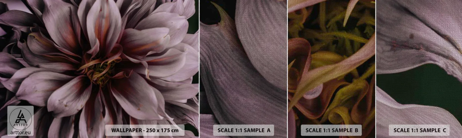 Fototapeten Muster Premium Canvas - Ein Blumenherz - Blumenstrauß, Dahlie, Blume - 100x30 cm