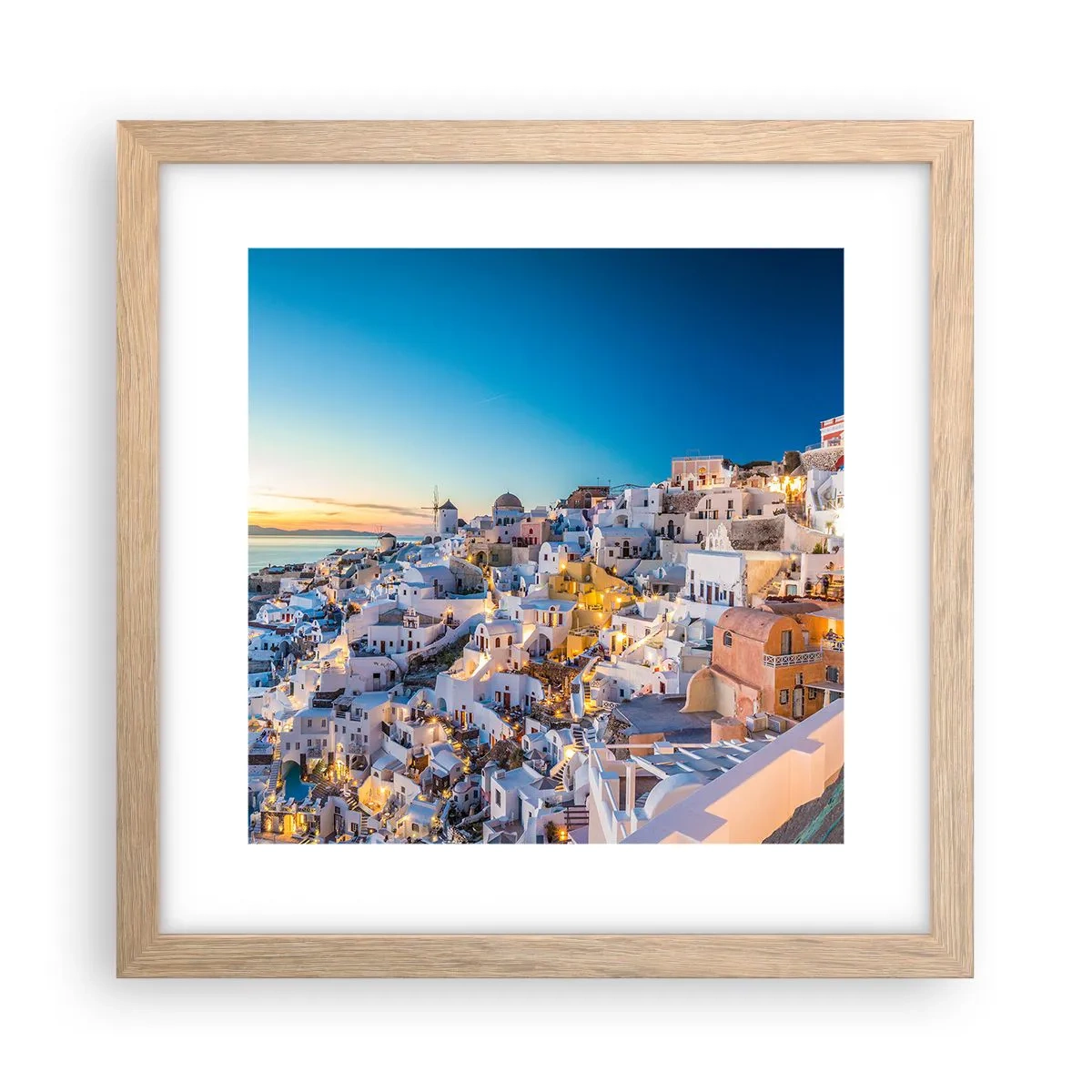 Poster in einem Rahmen aus heller Eiche - Die Essenz des Griechischen - 30x30 cm