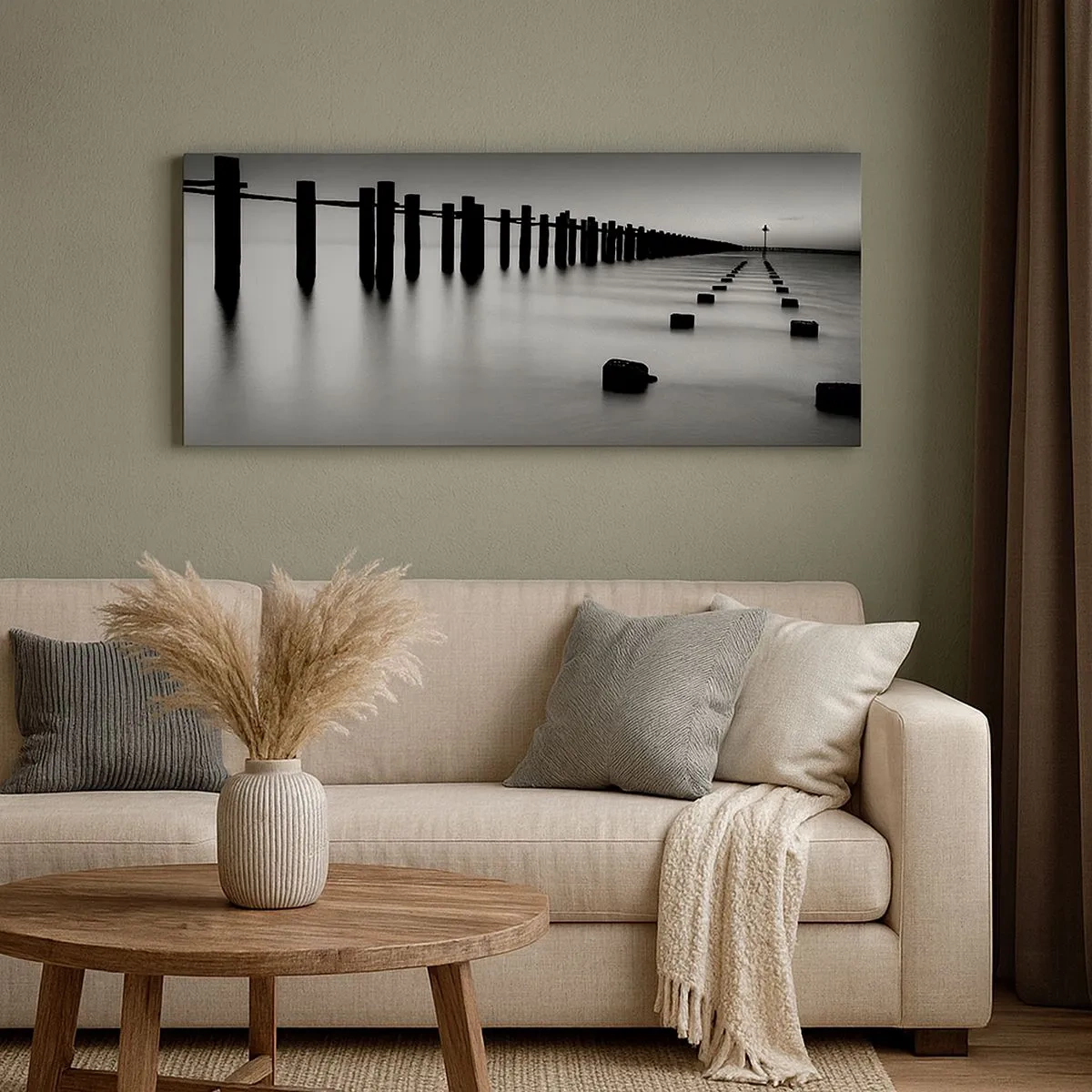 Bild auf Leinwand - Leinwandbild - Graue Distanz im Nebel - 100x40 cm