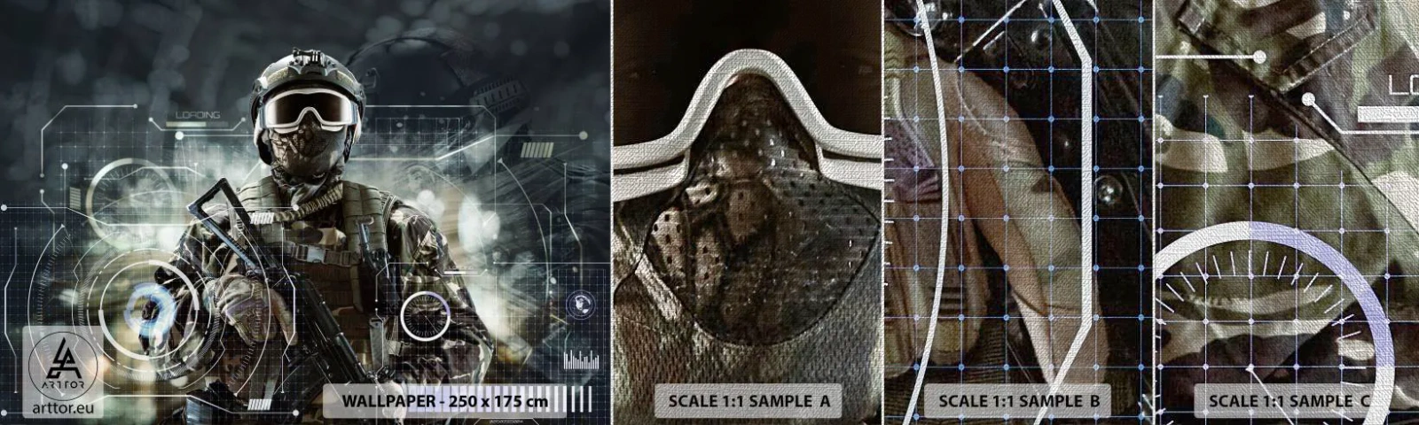 Fototapeten Muster Premium Canvas - Macht zu Macht - Abstraktion, Soldat, Kommando - 100x30 cm