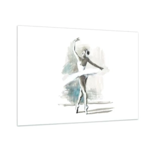 Glasbild - Bild auf glas - Eine Ballerina in einer klassischen Tanzpose - 100x70cm - In einen Schwan verzaubert - Moderne Wanddekoration für Wohnzimmer und Schlafzimmer ARTTOR