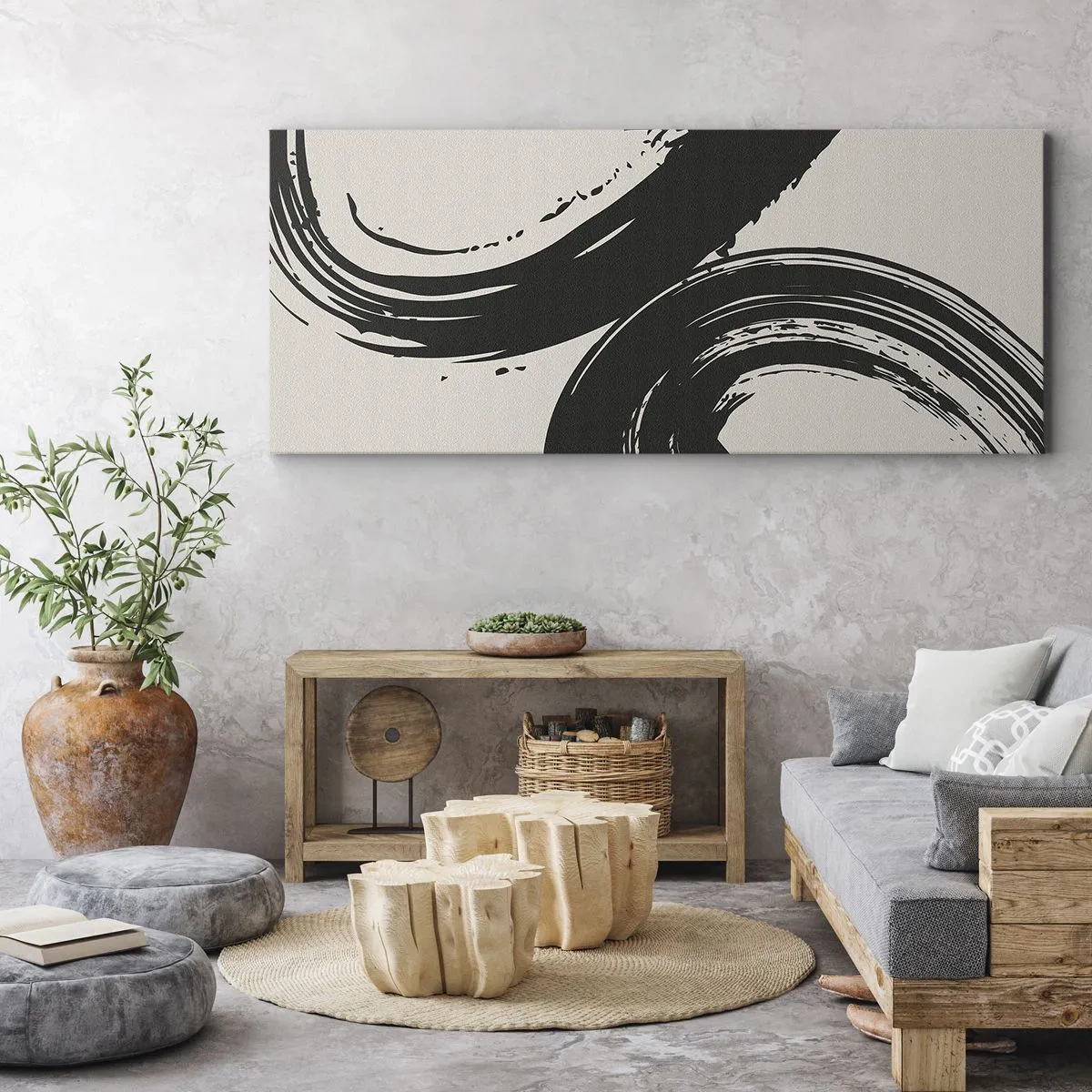 Bild auf Leinwand - Leinwandbild - Ausladend und kreisförmig - 100x40 cm