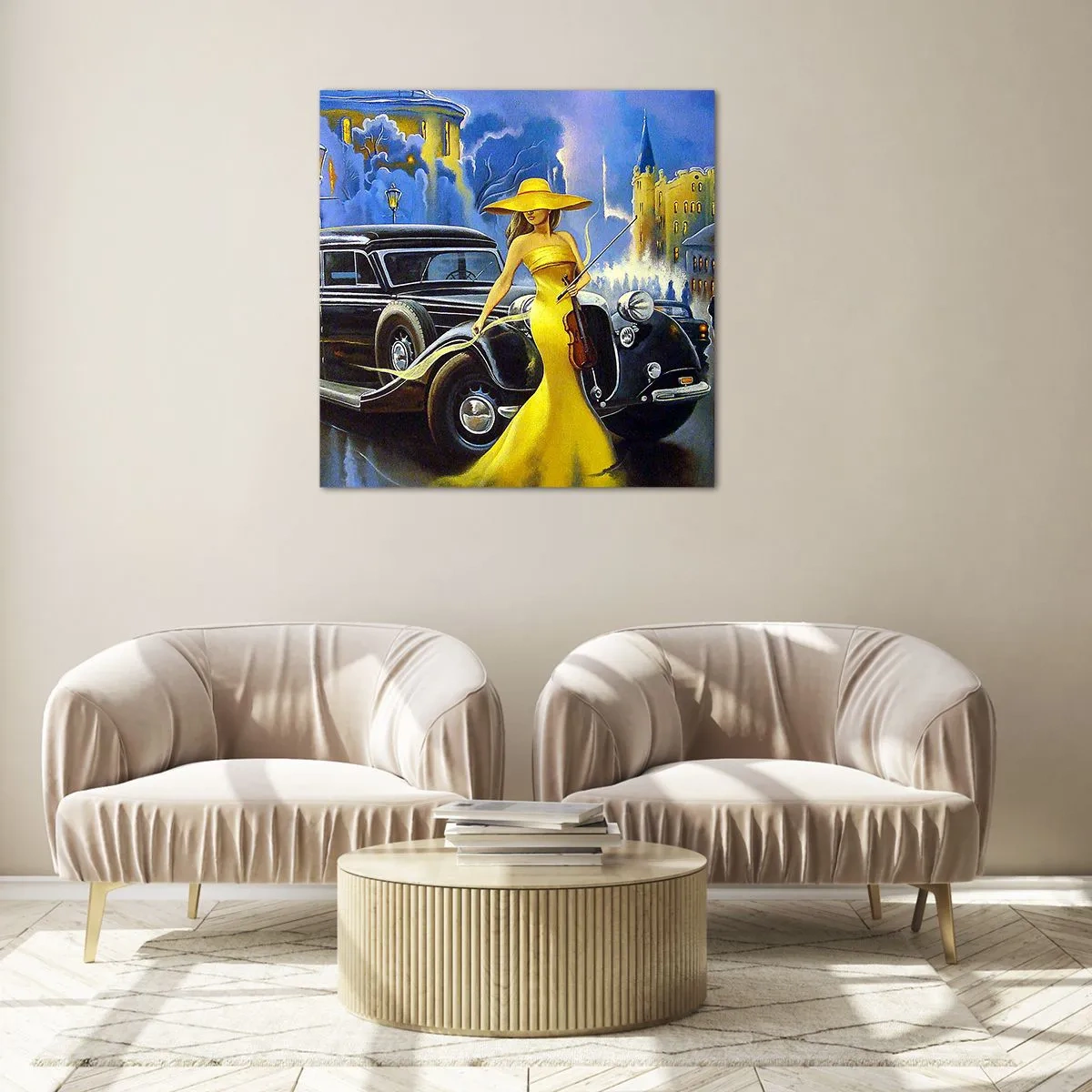 Glasbild - Bild auf glas - Nocturne für Violine und Liebe - 60x60 cm