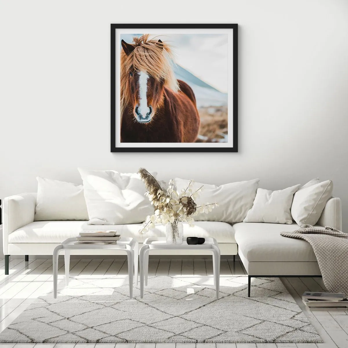 Poster in einem schwarzem Rahmen - Spürst du die Freiheit? - 40x40 cm