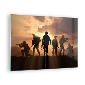 Glasbild - Bild auf glas - Waffenbrüder - 70x50cm - Waffenbrüder - Moderne Wanddekoration für Wohnzimmer und Schlafzimmer ARTTOR