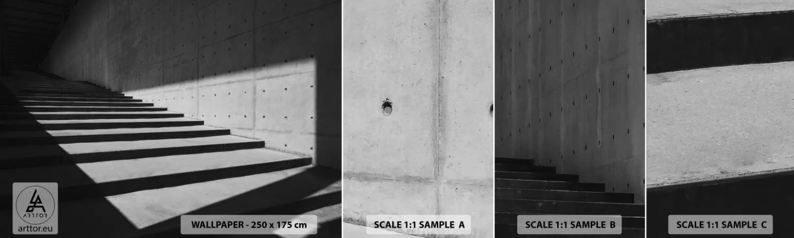 Fototapetenmuster Standard Eco - Rohe Schönheit des Modernismus - Industriell, Die Architektur, Treppe - 100x30 cm