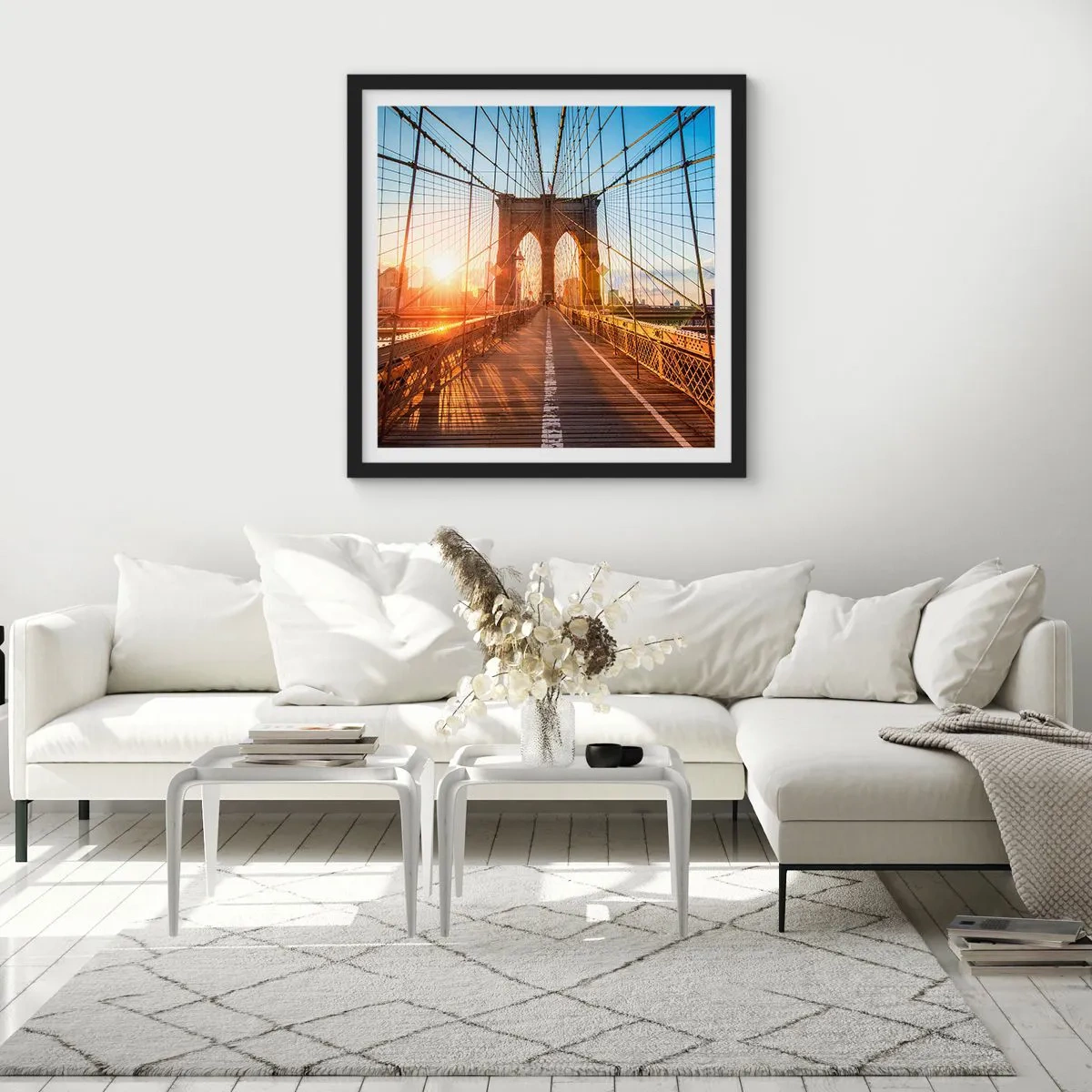Poster in einem schwarzem Rahmen - Auf der goldenen Brücke - 30x30 cm