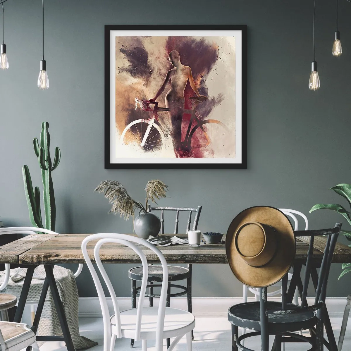 Poster in einem schwarzem Rahmen - Eine Fahrradseele in Marmorformen - 60x60 cm