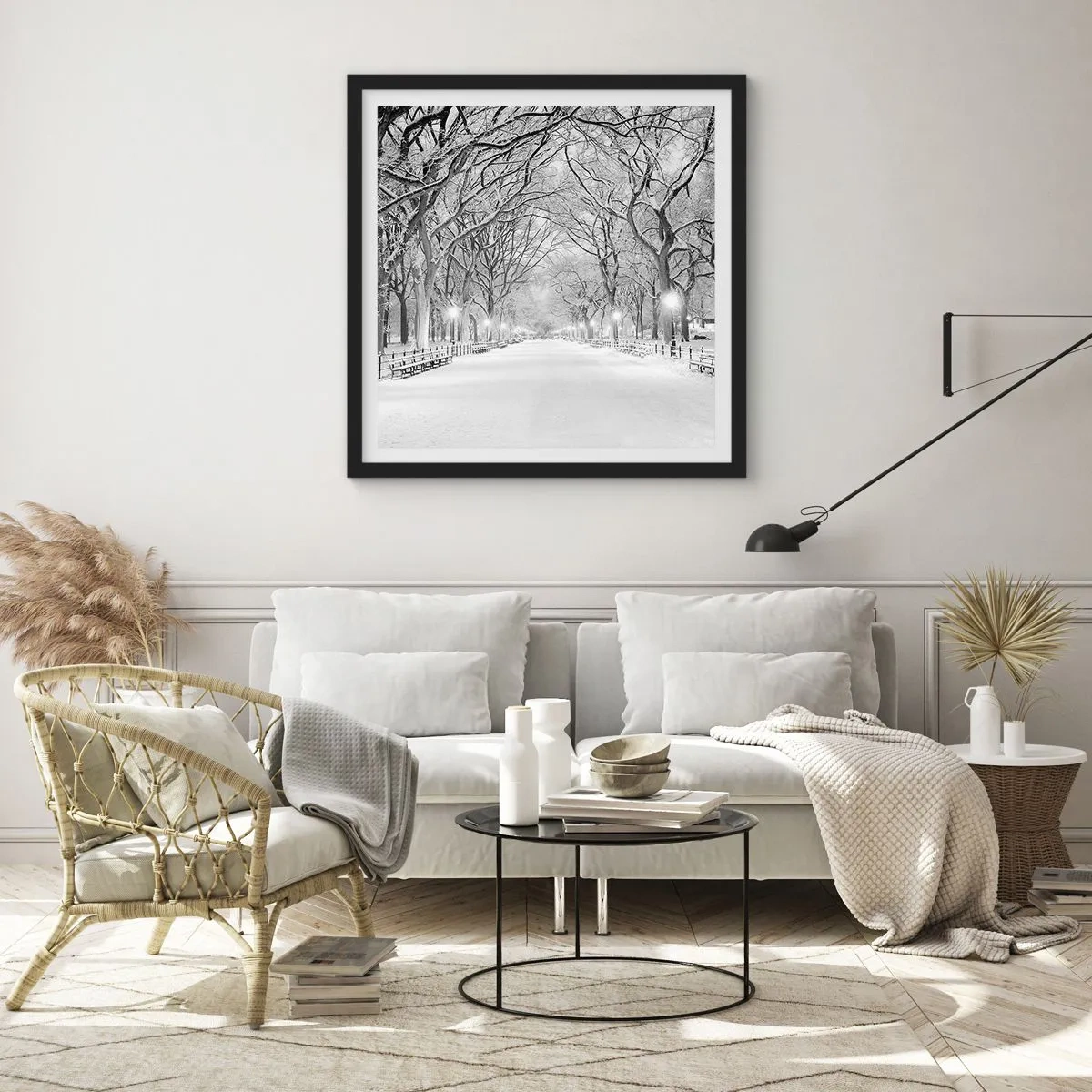 Poster in einem schwarzem Rahmen - Vier Jahreszeiten - Winter - 50x50 cm