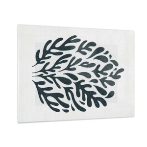 Glasbild - Bild auf glas - Schwarze organische Form auf weißem Hintergrund - 70x50cm - Formen der Natur - Moderne Wanddekoration für Wohnzimmer und Schlafzimmer ARTTOR