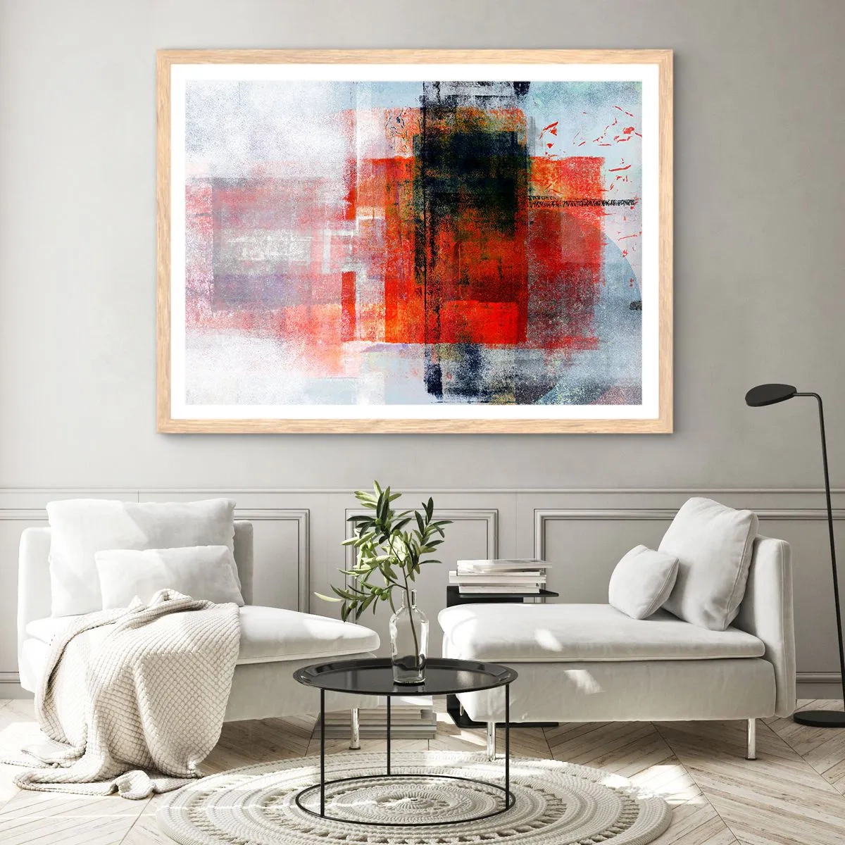 Poster in einem Rahmen aus heller Eiche - Komposition leuchtet - 70x50 cm