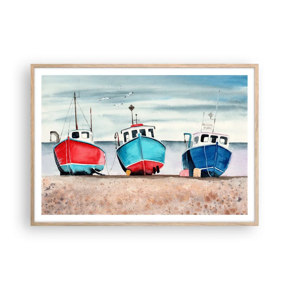 Poster in einem Rahmen aus heller Eiche - Bereit zum Fang - 100x70 cm