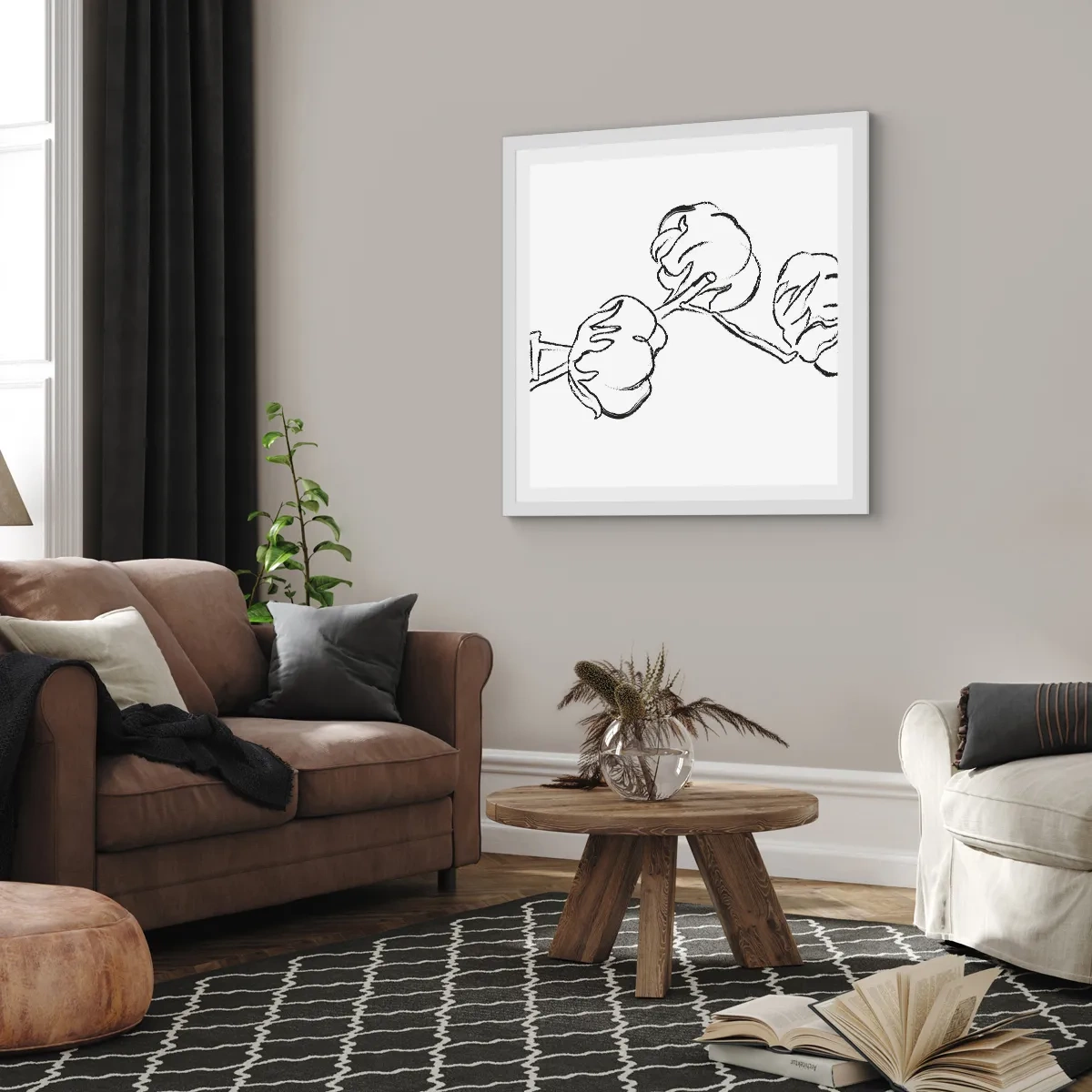 Poster in einem weißen Rahmen - Baumwolldaunen - 60x60 cm