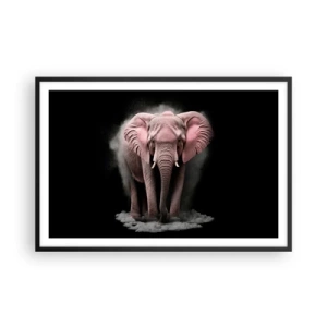 Poster in einem schwarzem Rahmen - Denke nicht an einen rosa Elefanten! - 91x61 cm