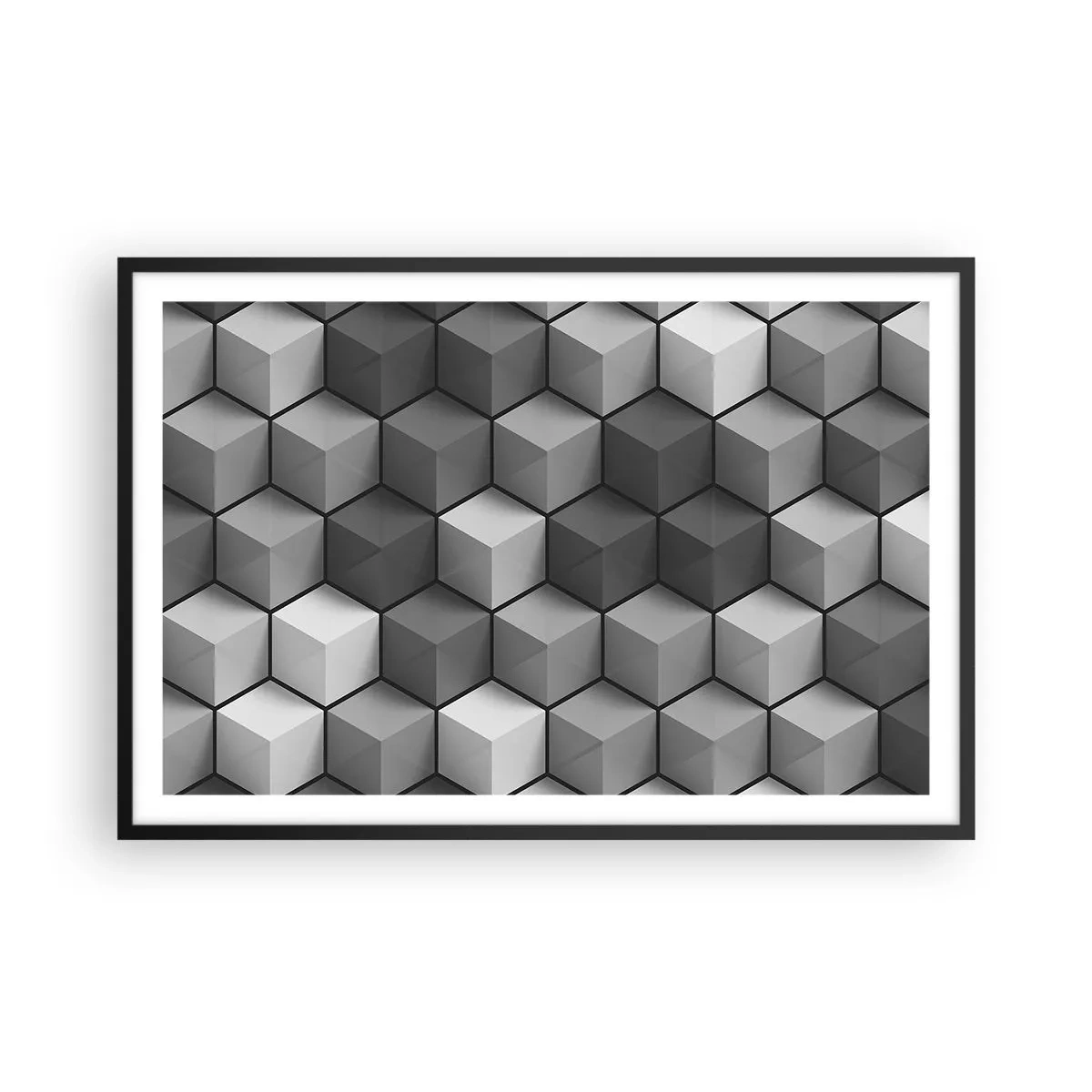 Poster in einem schwarzem Rahmen - Kubistisches Puzzle - 91x61 cm