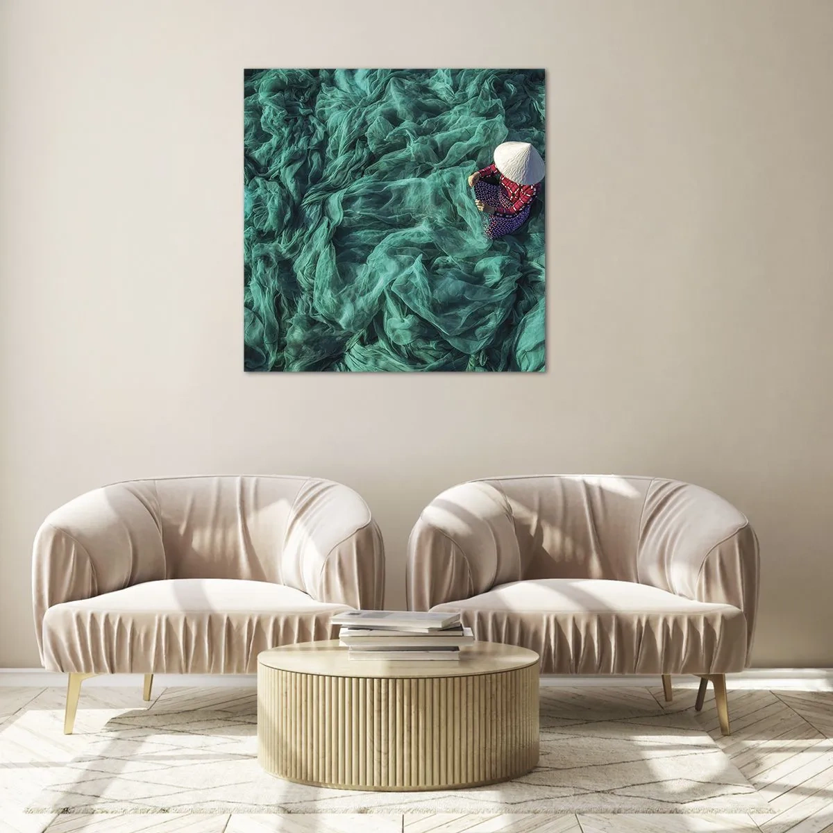 Glasbild - Bild auf glas - In einem Meer aus Netzen - 30x30 cm