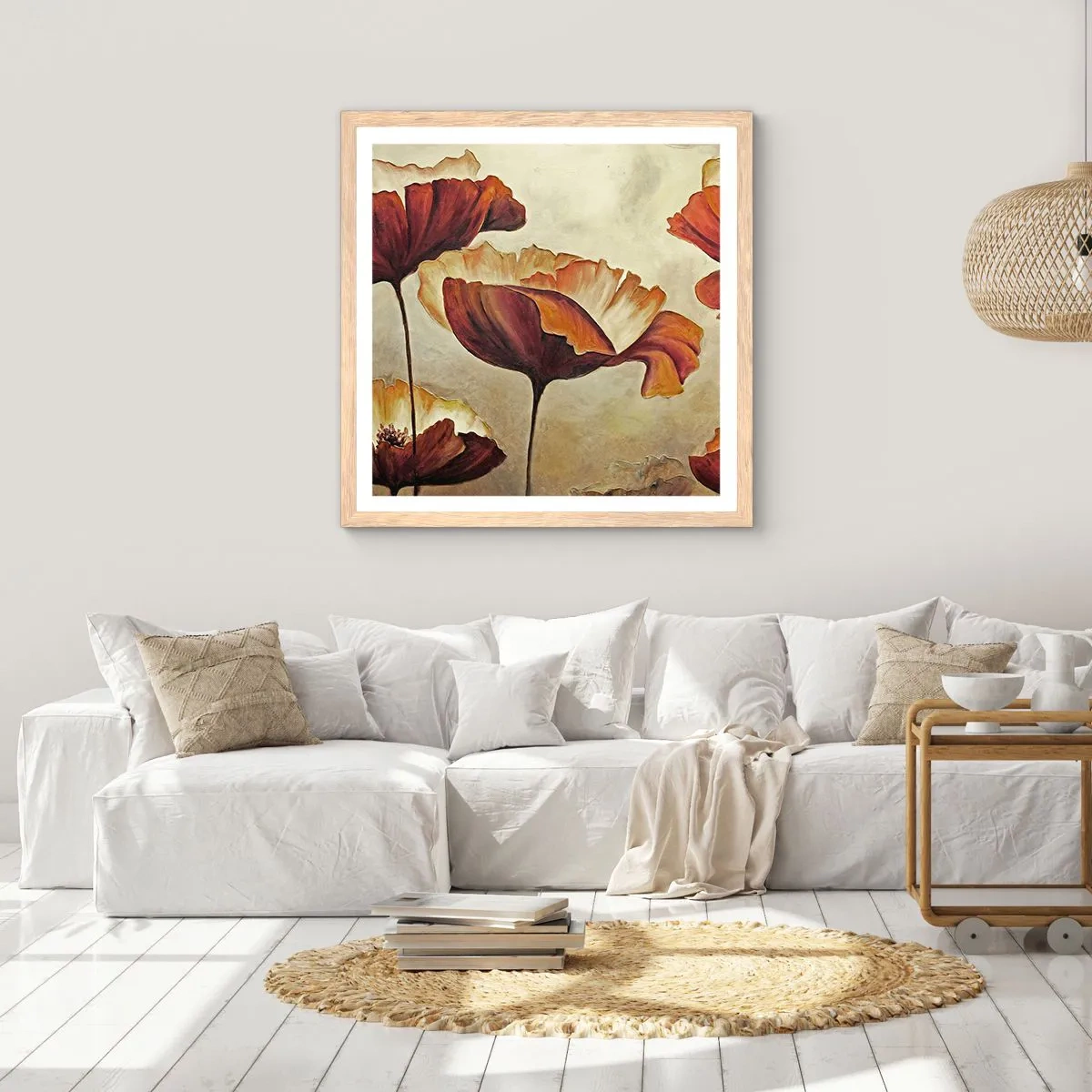 Poster in einem Rahmen aus heller Eiche - Weideland - 30x30 cm