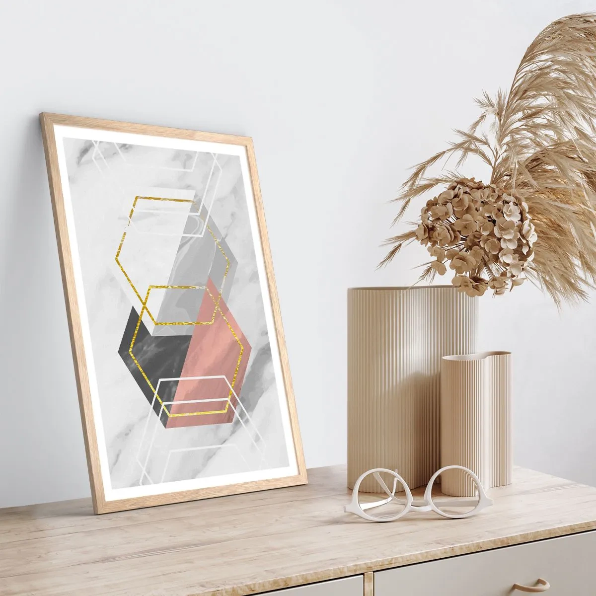 Poster in einem Rahmen aus heller Eiche - Kettenkomposition - 61x91 cm