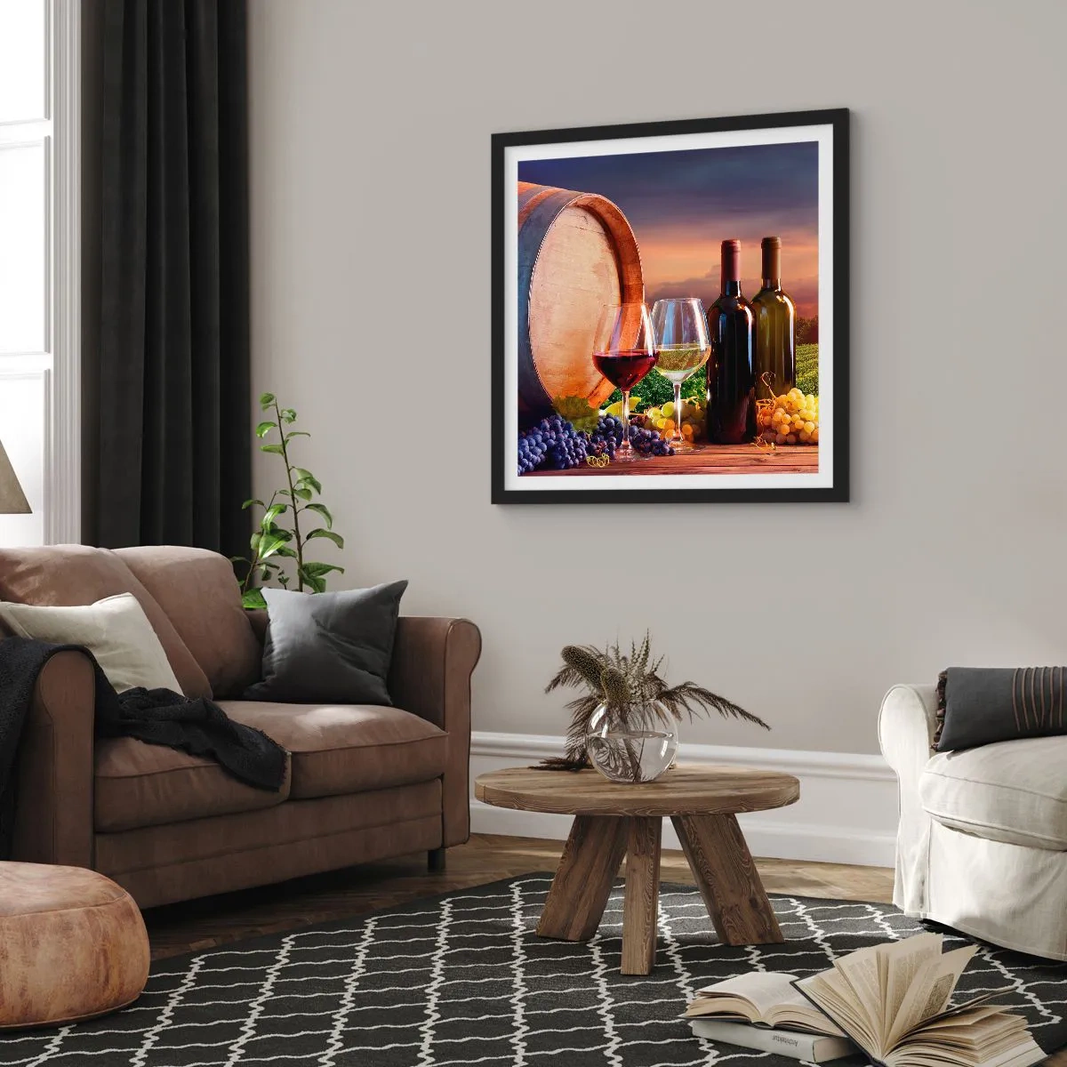 Poster in einem schwarzem Rahmen - Hier schmeckt das Leben - 30x30 cm