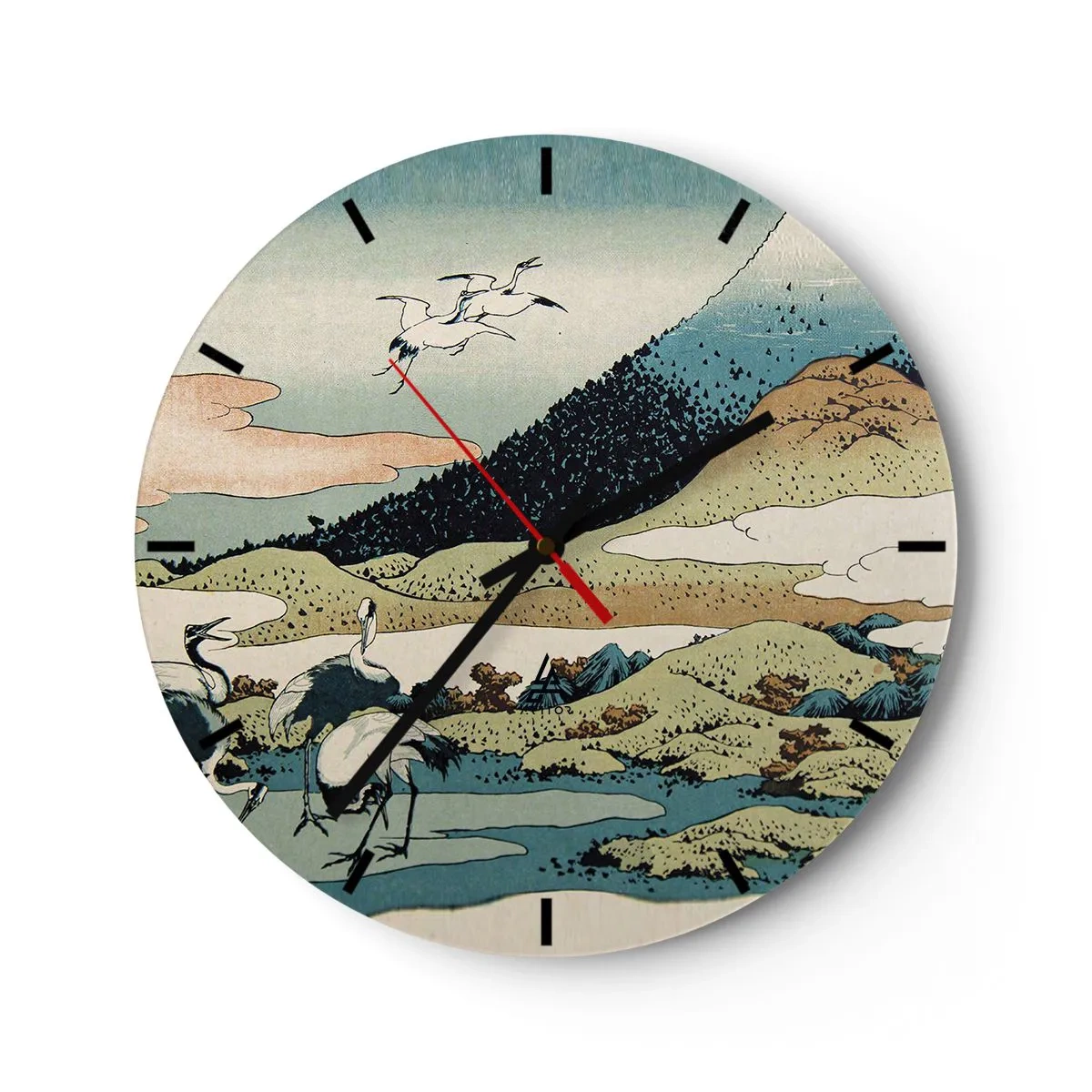 Wanduhr - Glasuhr - Im japanischen Geist - 40x40 cm