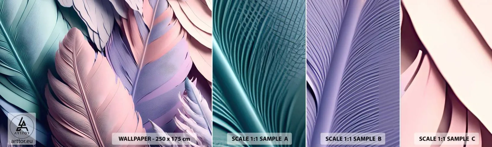 Fototapetenmuster Standard Eco - Vogel-Chic - Pastell, Gefieder, Leichtigkeit - 100x30 cm