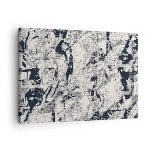 Bild auf Leinwand - Leinwandbild - Abstrakte Komposition in Schwarzweiß mit dynamischem Layout - 70x50cm - Durchdringung der Gegensätze - Moderne Wanddekoration für Wohnzimmer und Schlafzimmer ARTTOR