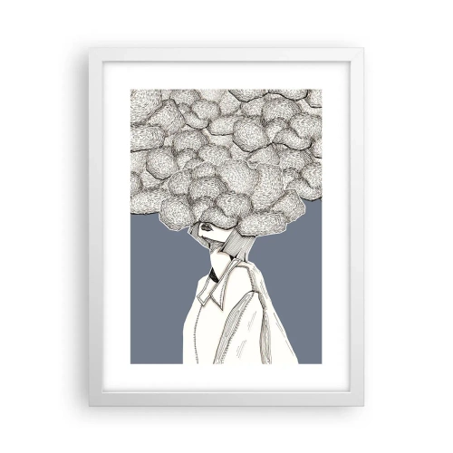 Poster in einem weißen Rahmen - Mit dem Kopf in den Wolken stecken - 30x40 cm