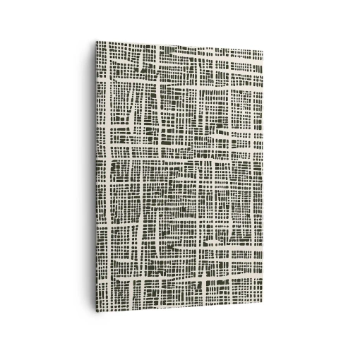 Bild auf Leinwand - Leinwandbild - Ein geometrisches Muster, das einem Gitter auf hellem Hintergrund ähnelt - 70x100cm - Gewebte Komposition - Moderne Wanddekoration für Wohnzimmer und Schlafzimmer ARTTOR