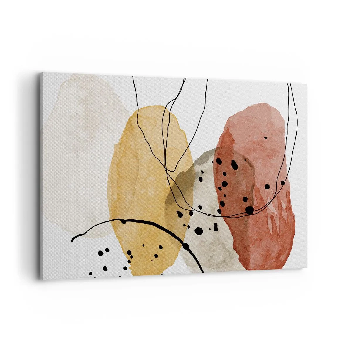 Bild auf Leinwand - Leinwandbild - Abstrakte Flecken in Beige-, Gelb- und Rottönen - 100x70cm - Wie leichte, transparente Luft - Moderne Wanddekoration für Wohnzimmer und Schlafzimmer ARTTOR
