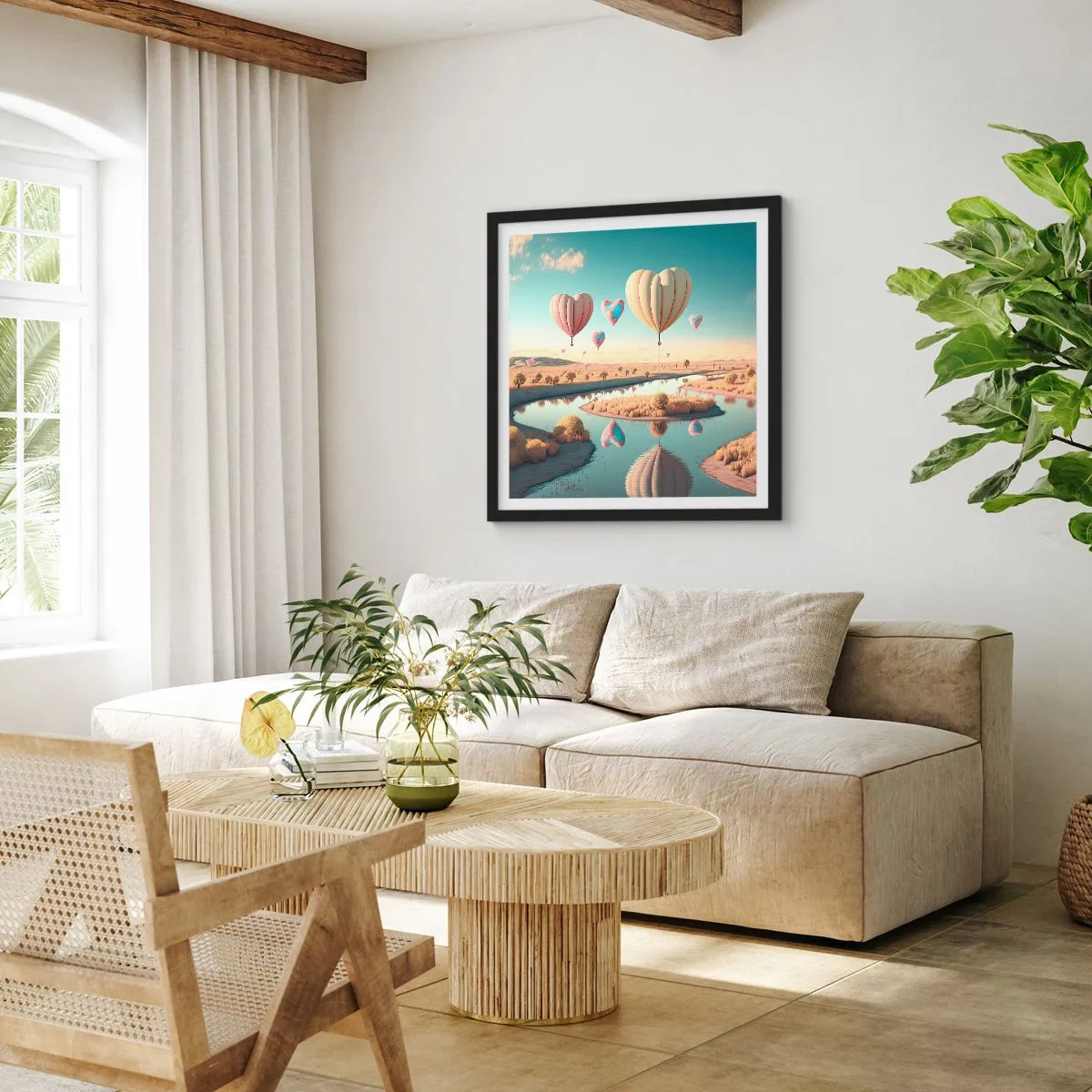 Poster in einem schwarzem Rahmen - Dank Liebe steigt man auf - 60x60 cm