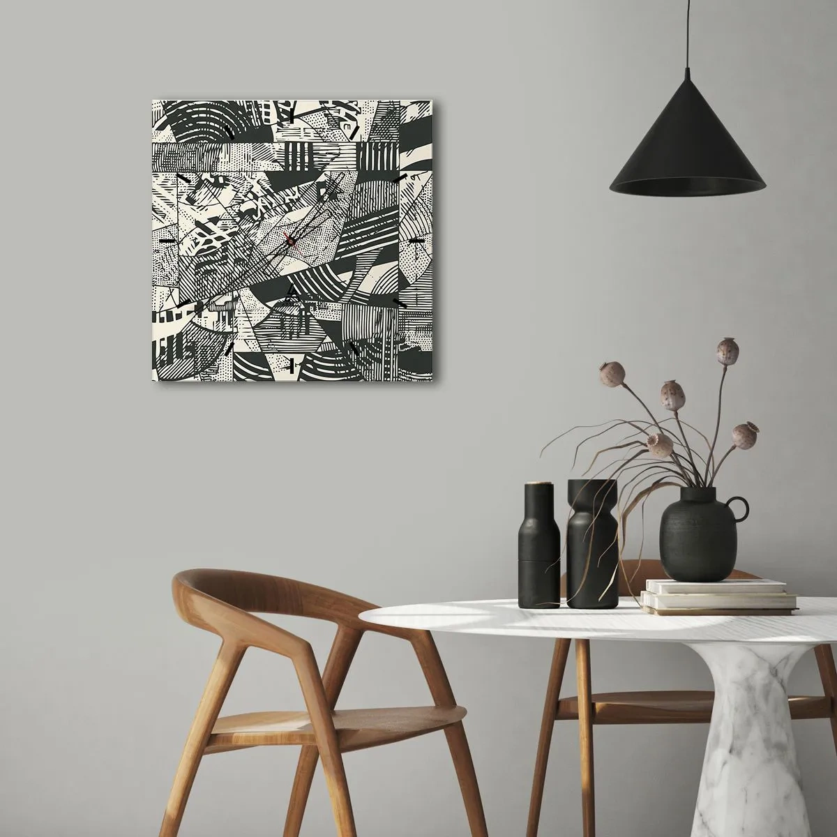 Wanduhr - Glasuhr - Die Dynamik der Gegenwart - 40x40 cm