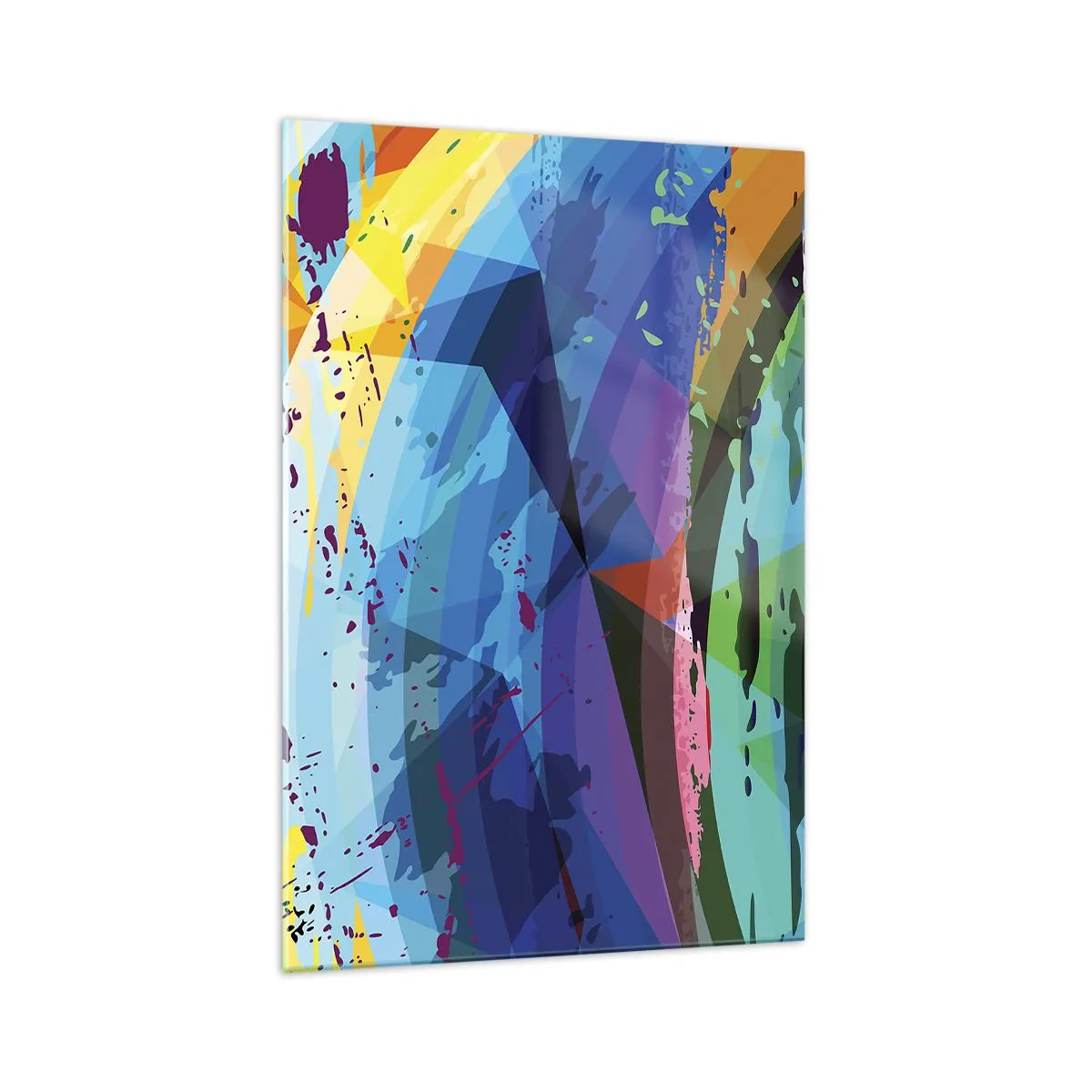 Glasbild - Bild auf glas - Bunte Abstraktion in dynamischen Mustern und Formen - 70x100cm - Farbenfroher Schwindel - Moderne Wanddekoration für Wohnzimmer und Schlafzimmer ARTTOR