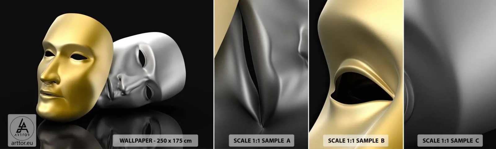 Fototapetenmuster Standard Eco - Das Leben ist wie ein Theater - Haube, Stück, Theater - 100x30 cm