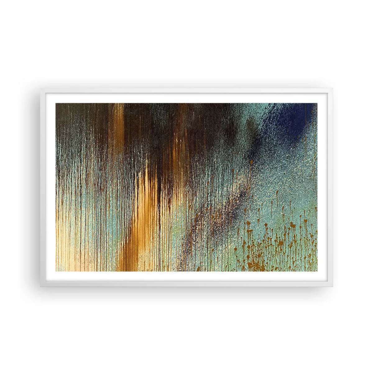 Poster in einem weißen Rahmen - Eine nicht zufällige farbenfrohe Komposition - 91x61 cm