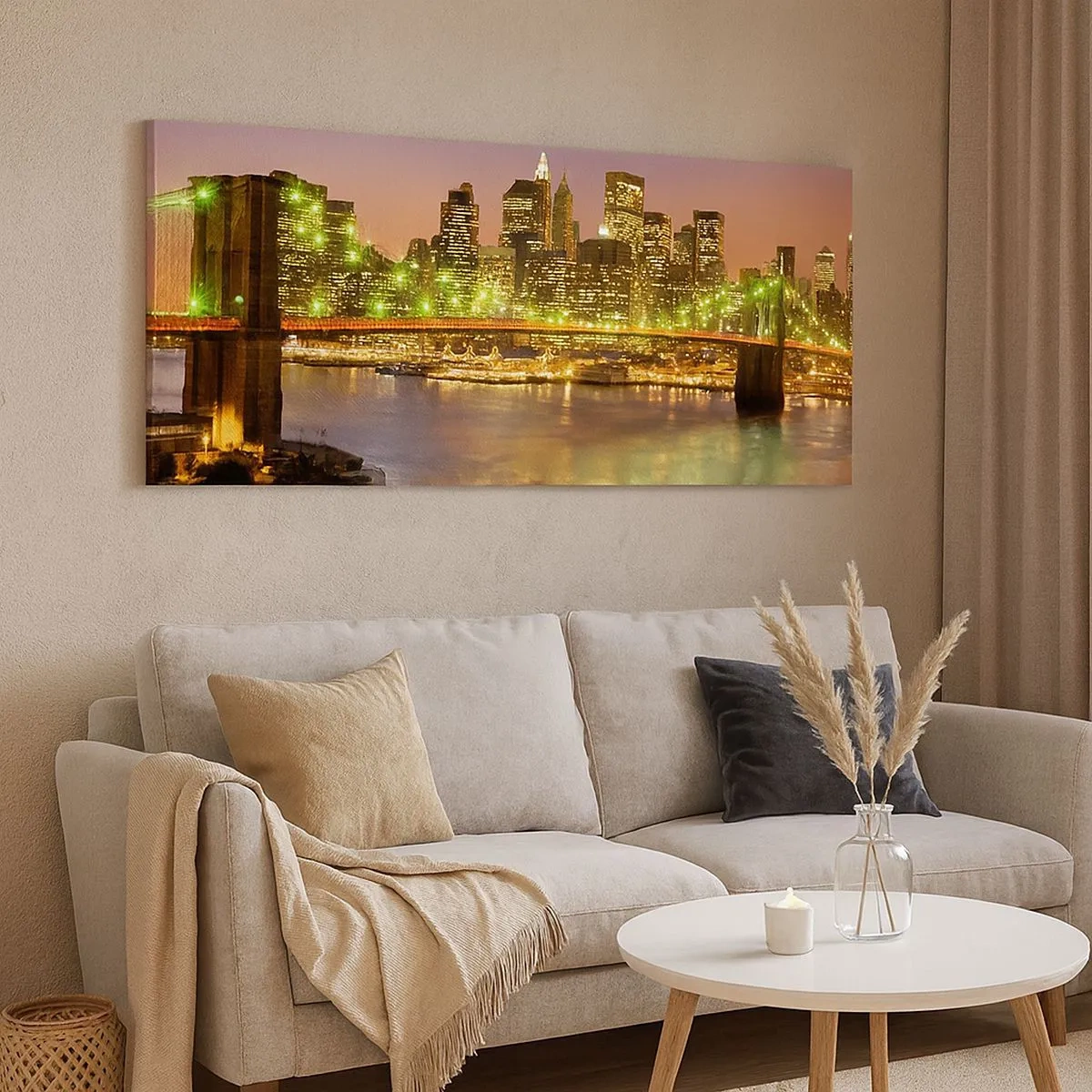 Bild auf Leinwand - Leinwandbild - Hier geht das Licht nie aus - 100x40 cm