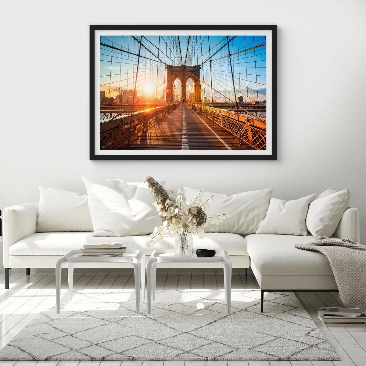Poster in einem schwarzem Rahmen - Auf der goldenen Brücke - 50x40 cm