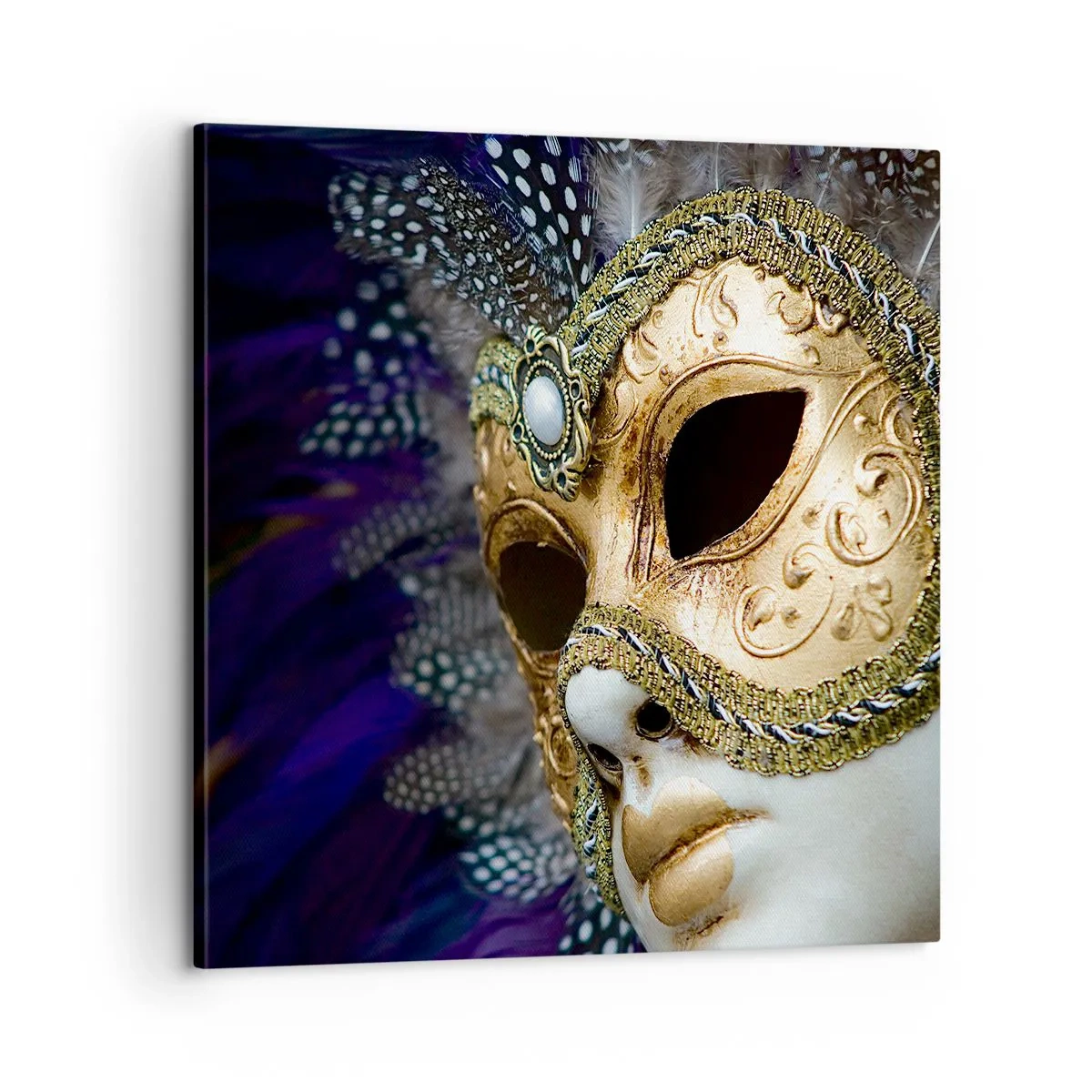 Bild auf Leinwand - Leinwandbild - Venezianisches Porträt in Gold - 60x60 cm