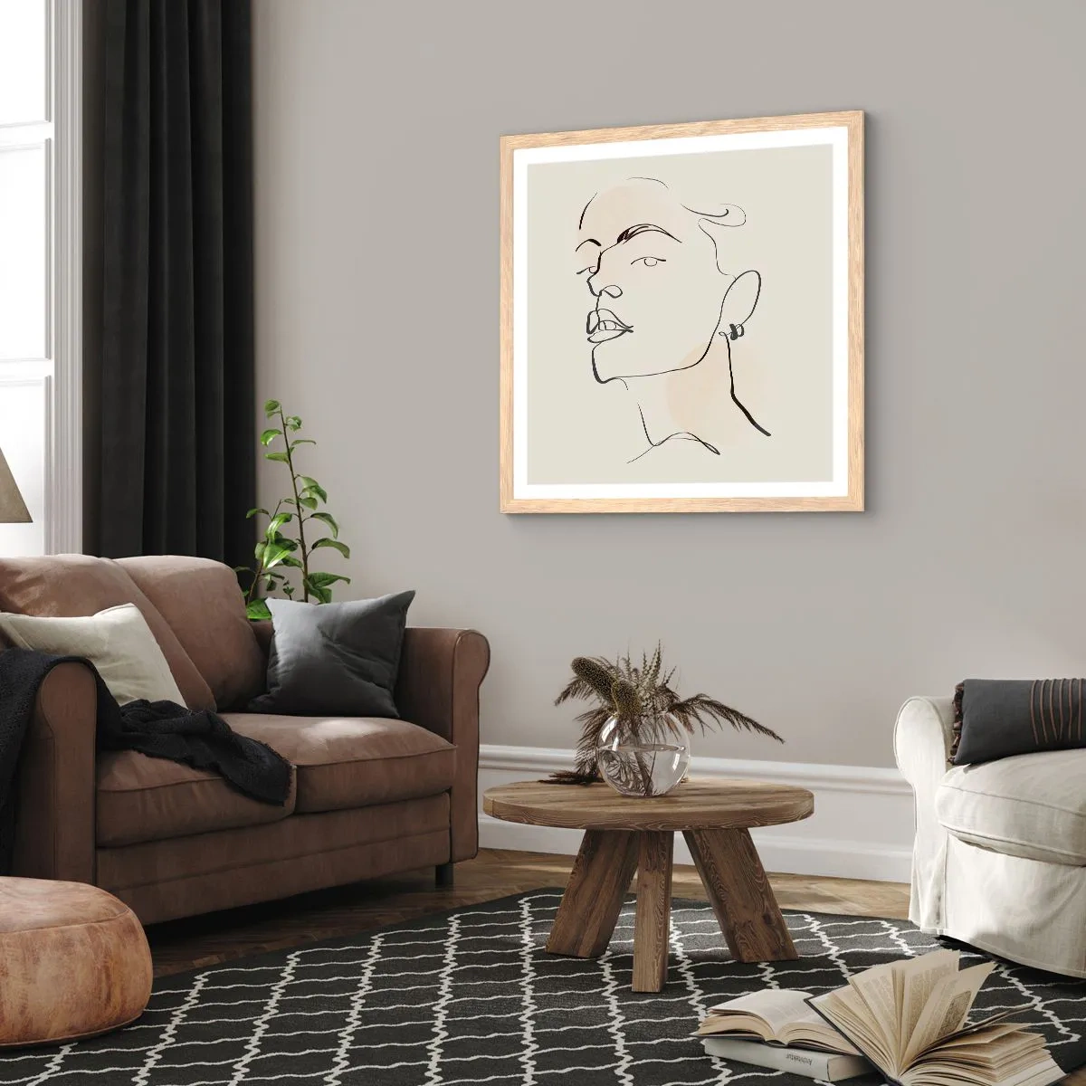 Poster in einem Rahmen aus heller Eiche - Ein stolzer Blick - 50x50 cm