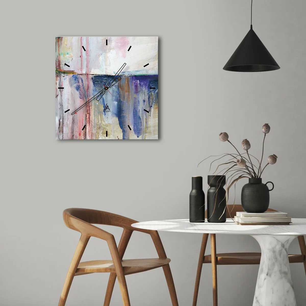 Wanduhr - Glasuhr - Bunte Eindrücke und Assoziationen - 30x30 cm